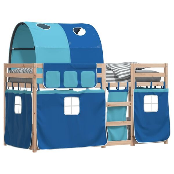 vidaXL Letto a Castello senza Materasso Blu 90x190cm Massello Pino