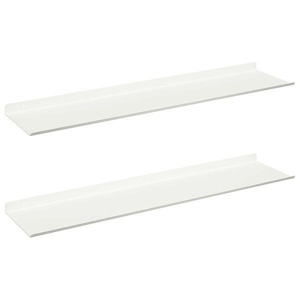 vidaXL Mensola sospesa 2 pcs Bianco 80 x 18 x 2,5 cm Acciaio