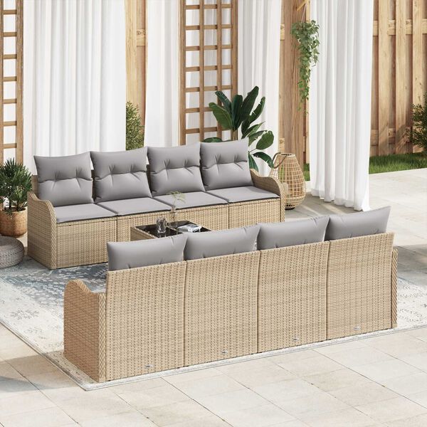 vidaXL Set Divano da Giardino Beige 55 x 55 x 37 cm polyrattan