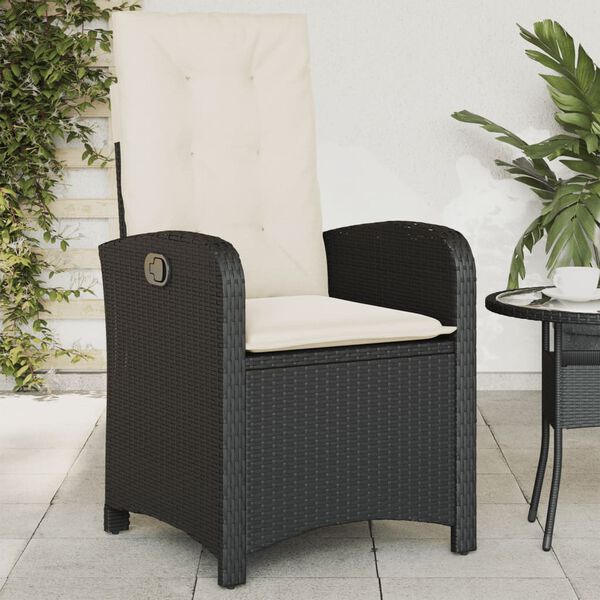 vidaXL Sedie Reclinabili da Giardino 2 pz con Cuscini Nero Polyrattan