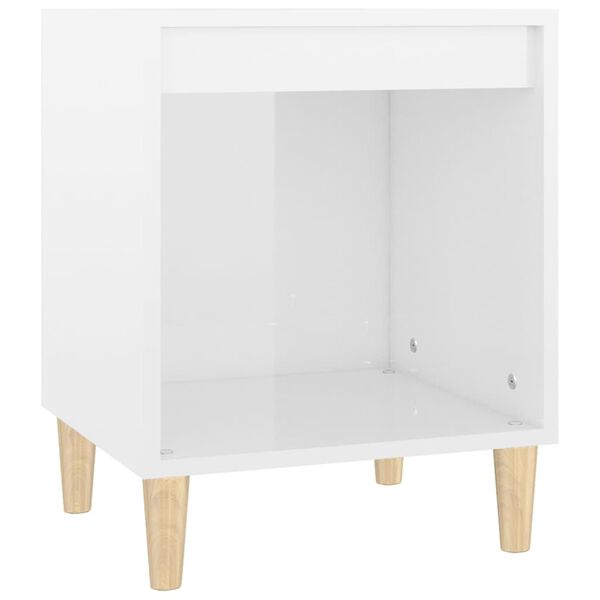 vidaXL Comodino Bianco Lucido 40x35x50 cm in Legno Multistrato