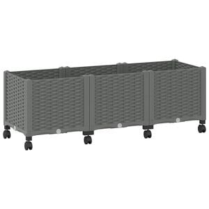 vidaXL Vaso da Giardino con Ruote Grigio Chiaro 120 x 40 x 48 cm PP
