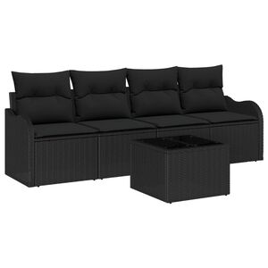vidaXL Set Divano da Giardino con archiviazione 5 pcs Nero polyrattan