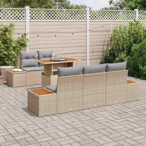 vidaXL Set Divano da Giardino 6 pcs Beige Poly Rattan