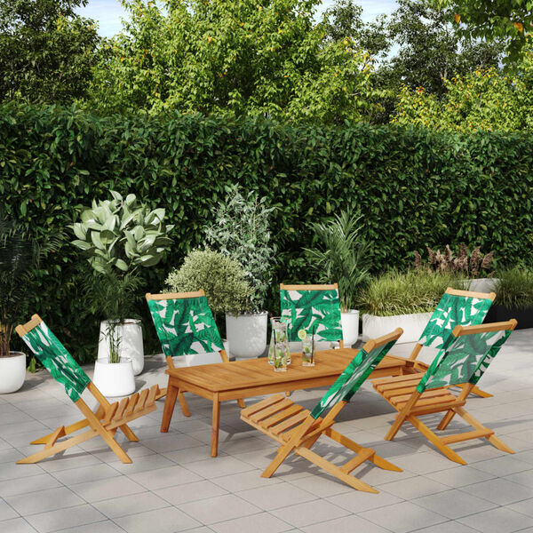 vidaXL Sedie da Giardino Pieghevoli 6pz Verde Tessuto e Legno Massello