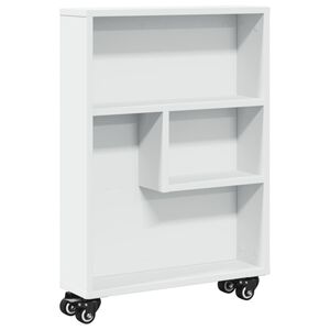 vidaXL Carrello Portaoggetti Stretto Bianco 48x13x68 cm in Truciolato