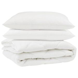 vidaXL Piumone con cuscino 3 pcs Bianco Microfibra