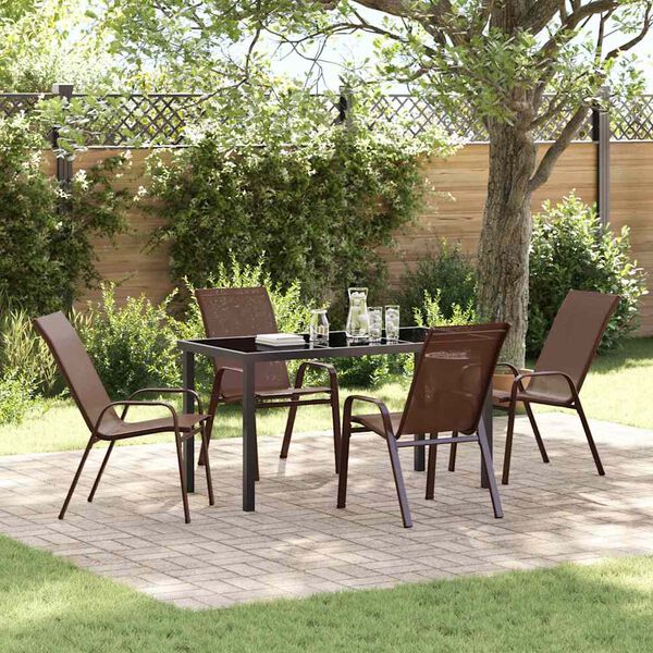 vidaXL Set da Pranzo per Giardino 5 pcs Marrone e Nero