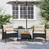 vidaXL Set Divani da Giardino 3 pz con Cuscini in Polyrattan Nero