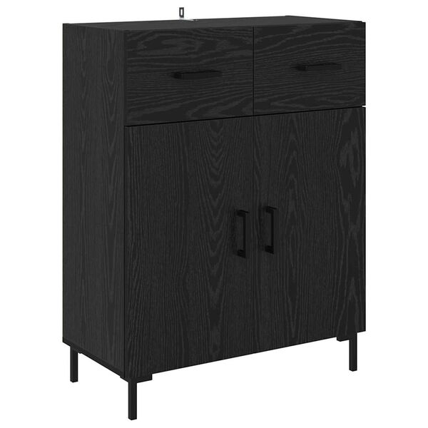 vidaXL Credenza Rovere Nero 69,5 x 34 x 90 cm Legno multistrato