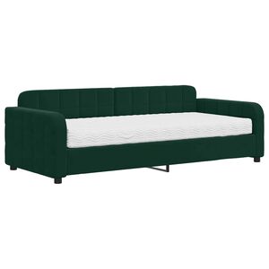 vidaXL Divano Letto con Materasso Verde Scuro 90x200 cm in Velluto