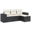 vidaXL Set Divani da Giardino 4 pz con Cuscini Nero in Polyrattan