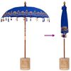 vidaXL Parasol Balinese 260 Blu 180-190 cm Cotone e legno massello
