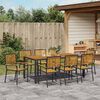vidaXL Set da Pranzo per Giardino 9 pcs Nero e Marrone polyrattan