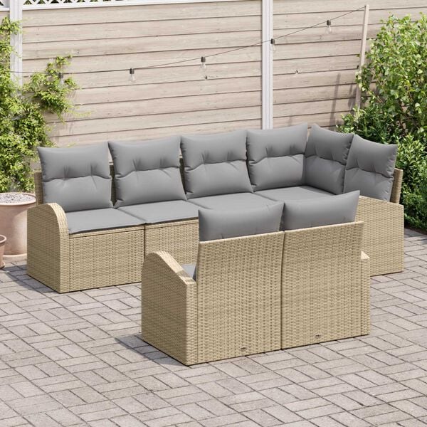 vidaXL Set Divano da Giardino Beige polyrattan