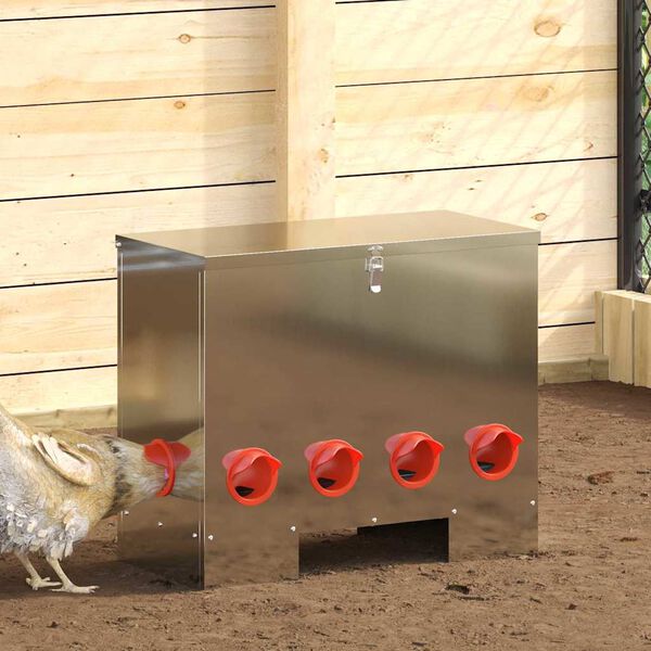 vidaXL Feeder per pollo Argento 60,5 x 29 x 51 cm Acciaio zincato