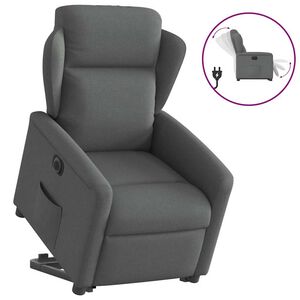 vidaXL Poltrona Alzapersona Reclinabile Elettrica Grigio Scuro Tessuto
