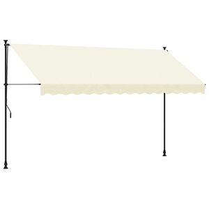 vidaXL Tenda da Sole Retrattile Crema 350x150 cm in Tessuto e Acciaio
