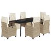 vidaXL Set da Pranzo da Giardino 7 pz con Cuscini Beige in Polyrattan