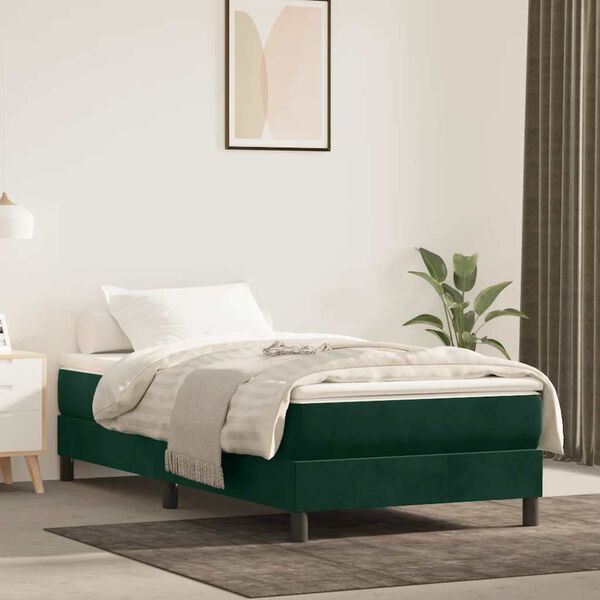 vidaXL Struttura Letto a Rete a Molle Verde Scuro 90x200 cm in Velluto