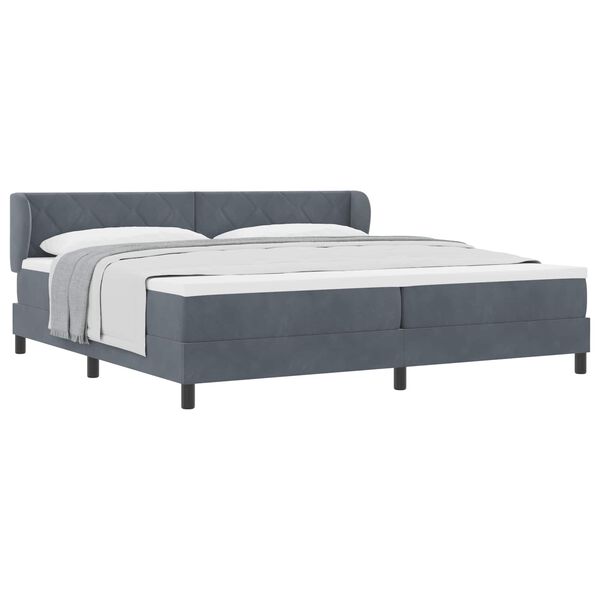 vidaXL Letto a molle con materasso Grigio scuro 200 x 200 cm Velluto