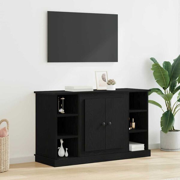 vidaXL Credenza Rovere Nero 100 x 35,5 x 60 cm Legno multistrato