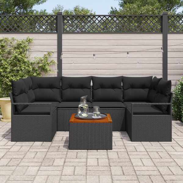 vidaXL Set Divano da Giardino 7 pcs Nero
