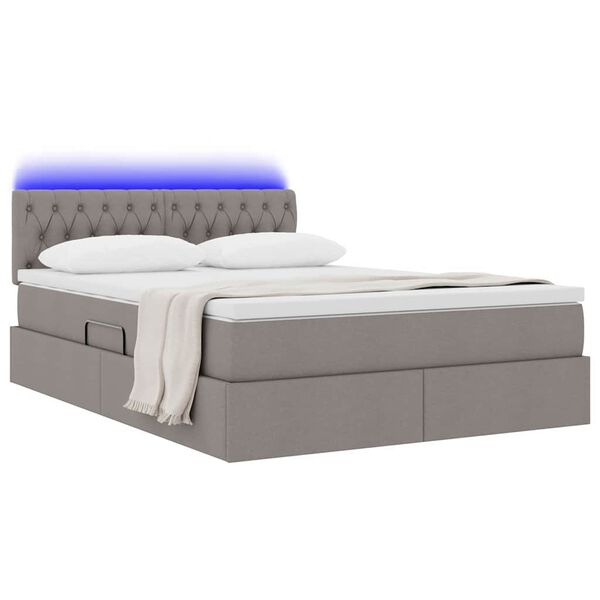 vidaXL Letto con contenitore e LED Talpa 140 x 190 cm Poliestere