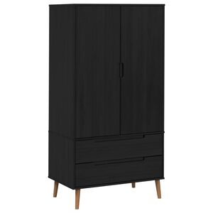 vidaXL Guardaroba MOLDE Nero 90 x 55 x 175 cm Legno Massello di Pino
