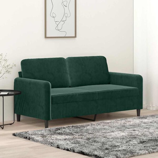vidaXL Divano a 2 Posti Verde Scuro 140 cm in Velluto