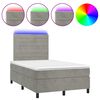 vidaXL Letto a Molle Materasso e LED Grigio Chiaro 120x190 cm Velluto