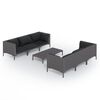 vidaXL Set Divani da Giardino 7 pz con Cuscini Polyrattan Grigio Scuro