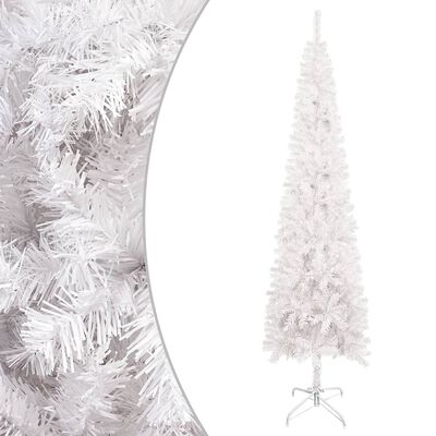 vidaXL Albero di Natale Sottile con Luci LED Bianco 210 cm