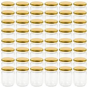 vidaXL Vasi per Marmellata in Vetro Coperchio Oro 48 pz 230 ml