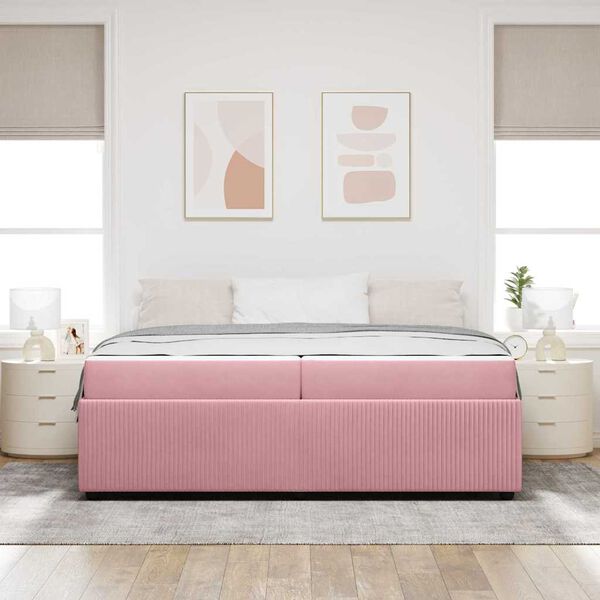 vidaXL Struttura del letto con materasso Rosa 200 x 200 cm Tessuto