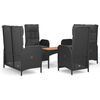 vidaXL Set da Pranzo da Giardino 5 pz Nero con Cuscini in Polyrattan