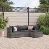 vidaXL Set Divani da Giardino 4 pz con Cuscini in Polyrattan Grigio