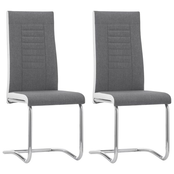 vidaXL Sedie da Pranzo a Sbalzo 2 pz Grigio Scuro in Tessuto