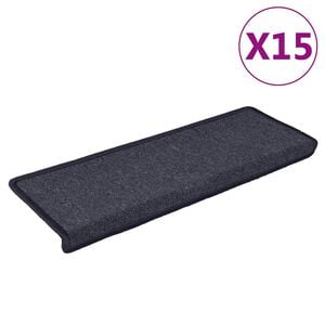 vidaXL Tappetini per scale 15 pz 65x21x4 cm Grigio scuro e blu con bordo rettangolare
