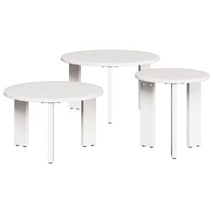 vidaXL Tavolino da salotto 3 pcs Bianco Legno di pino massello