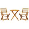 vidaXL Set da Bistrot 3pz Beige in Polipropilene e Legno Massello
