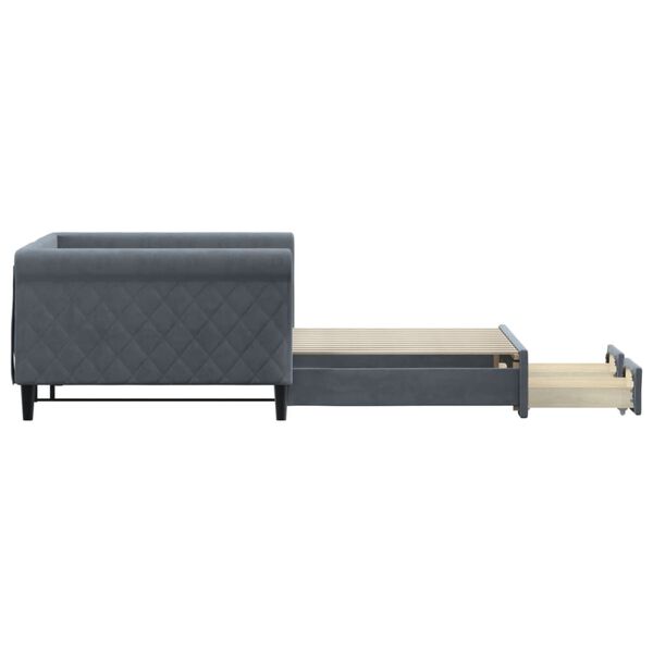 vidaXL Divano Letto Estraibile Cassetti Grigio Scuro 100x200cm Velluto