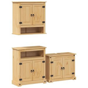 vidaXL Set Mobili da Bagno 3 pz Corona in Legno Massello di Pino