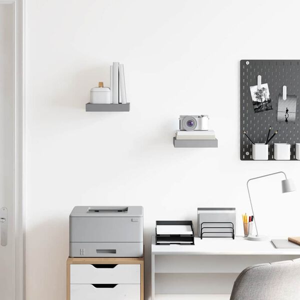 vidaXL Scaffali a Parete 2 pz Grigi 23x23,5x3,8 cm in MDF