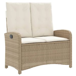 vidaXL Panca Reclinabile da Giardino con Cuscini Beige in Polyrattan