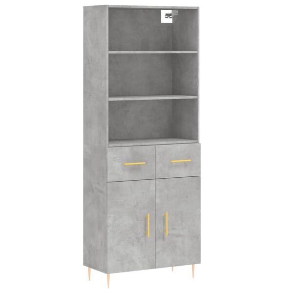 vidaXL Credenza Grigio Cemento 69,5x34x180 cm in Legno Multistrato