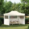 vidaXL Gazebo Professionale Pieghevole con 3 Pareti 3x4m Acciaio Crema