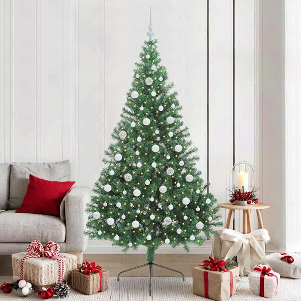 vidaXL Albero di Natale artificiale con luci integrate Verde 210 cm
