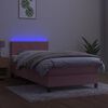 vidaXL Letto a Molle con Materasso e LED Rosa 90x190 cm in Velluto