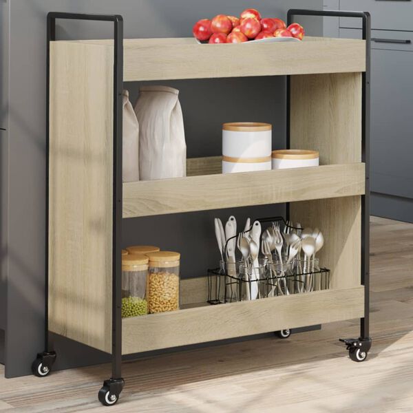 vidaXL Carrello da Cucina Rovere Sonoma 70x30x82 cm Legno Multistrato